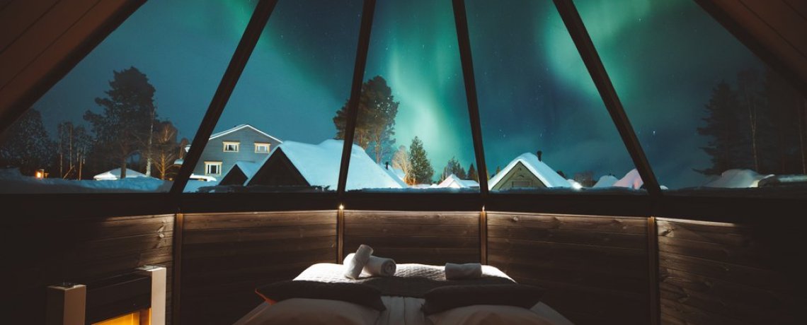 aurora cabin glass igloo apukka rovaniemi lapland finland